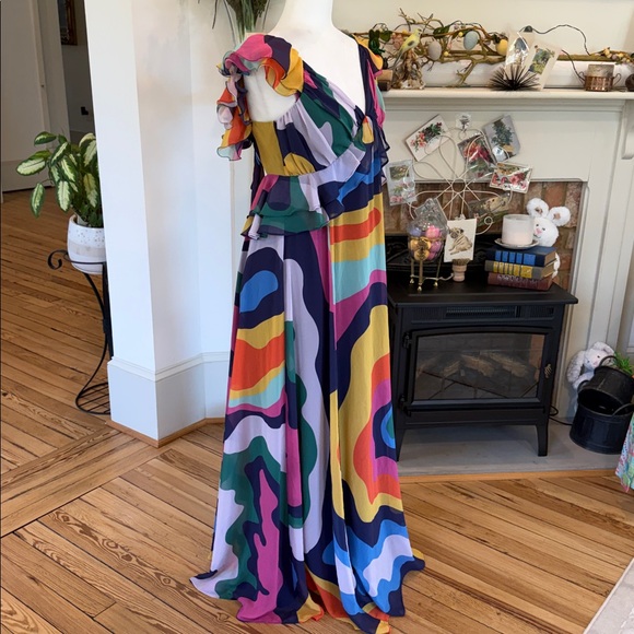 Hutch Multicolor Abstract Ruffle Maxi Dress - Picture 7 of 11